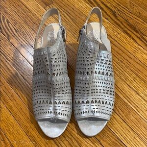 Vince Camuto Shimmer Metallic Peep Toe Booties